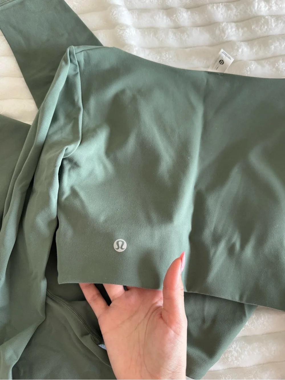 lululemon athletica Sage Green Leggings and Wrap Long Sleeve Top Set